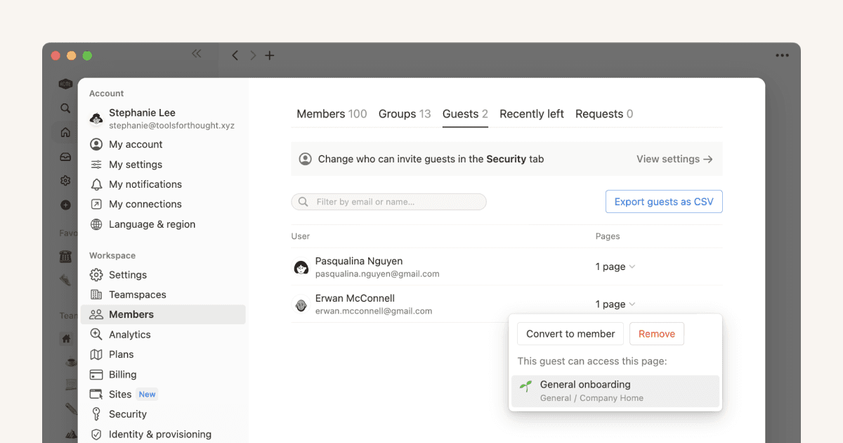 Wer sollte ein Workspace-Mitglied sein und wer sollte ein Gast sein?