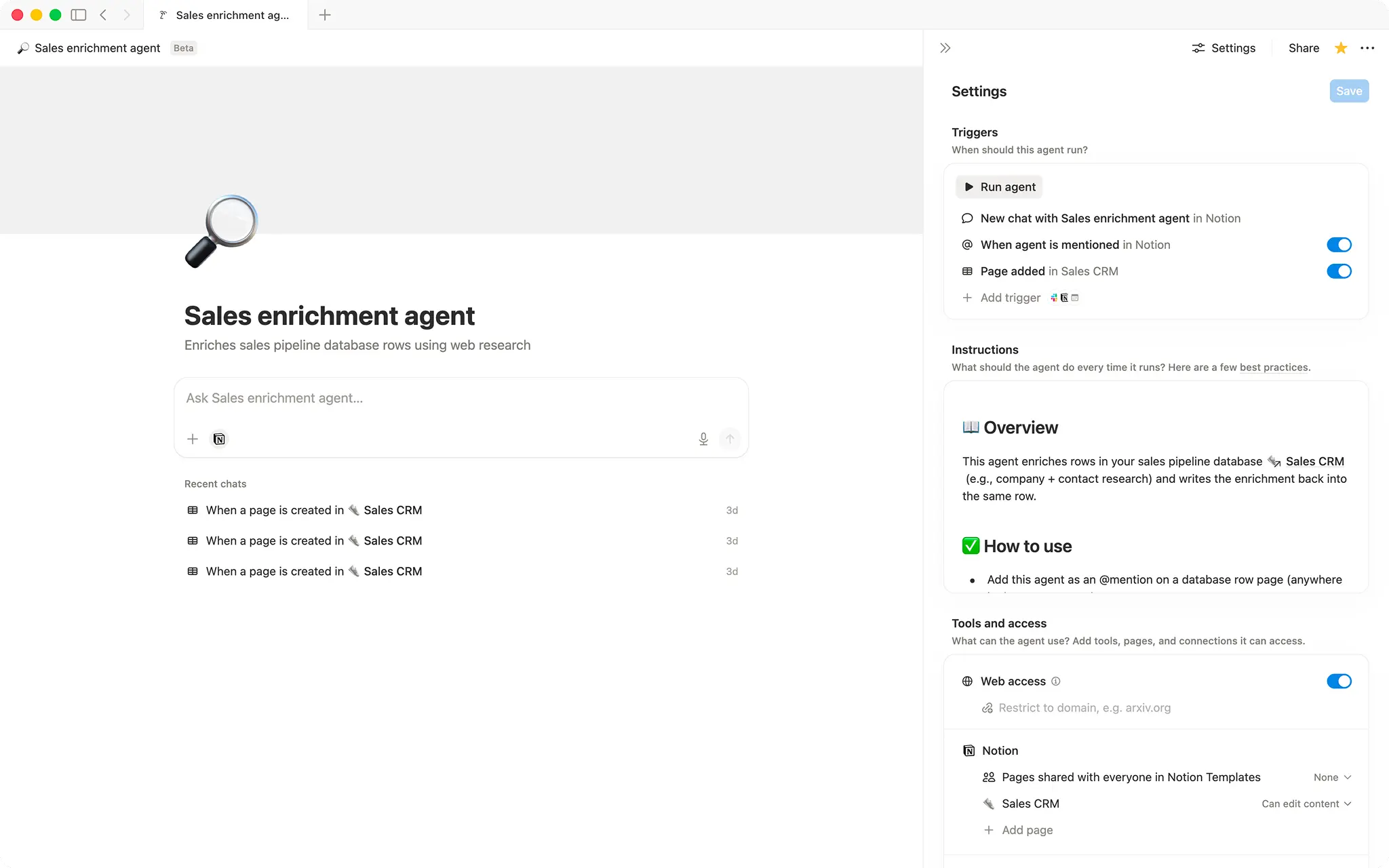 Sales enrichment agent