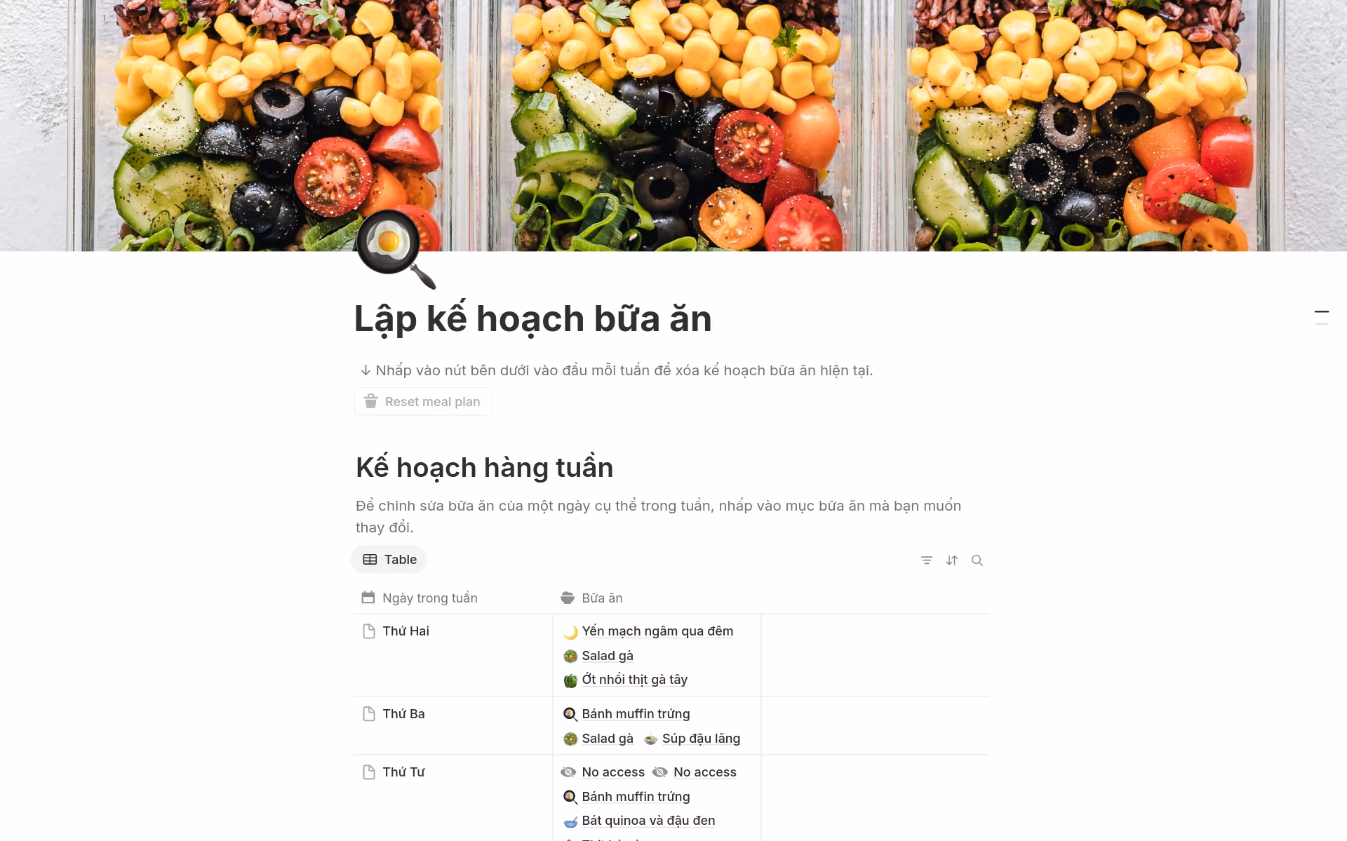 Ảnh chụp bộ sưu tập Hộp công thức nấu ăn của bạn do Notion tạo