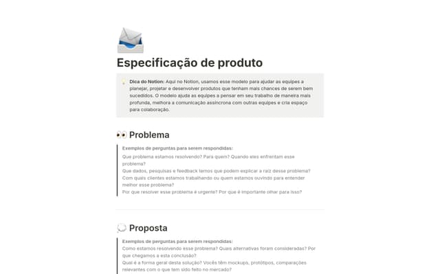 Especificações do produto
