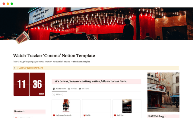 Watch Tracker ‘Cinema’ Notion Template