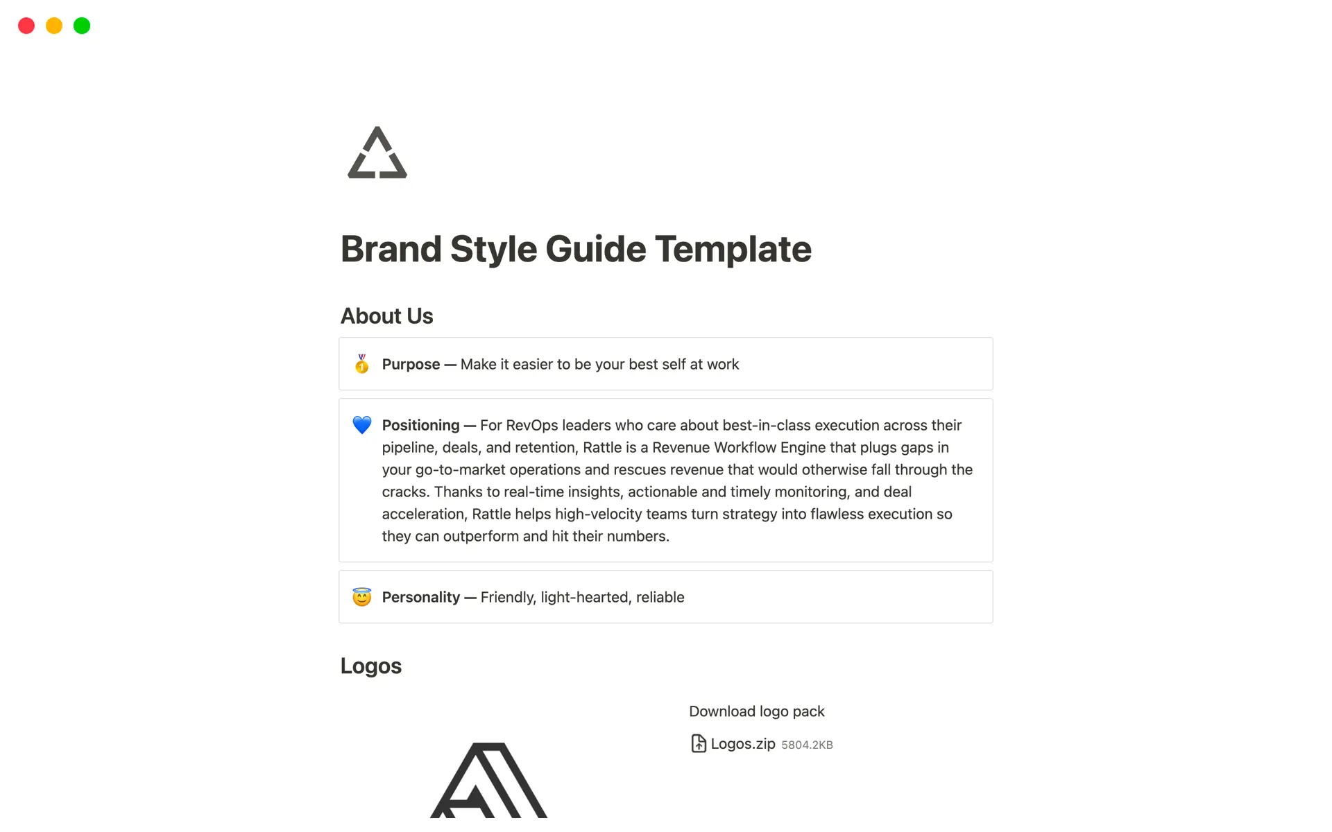 ตัวอย่างเทมเพลตสำหรับ Brand Style Guide