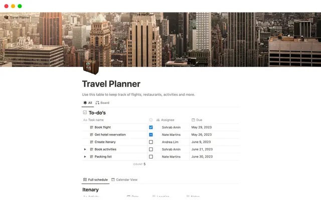 Planificador de viajes