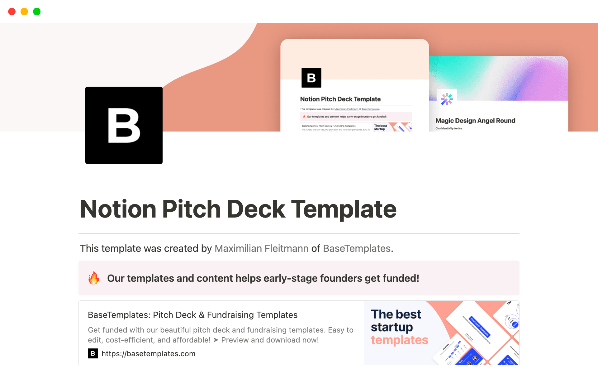 ตัวอย่างเทมเพลตสำหรับ Pitch Deck Template