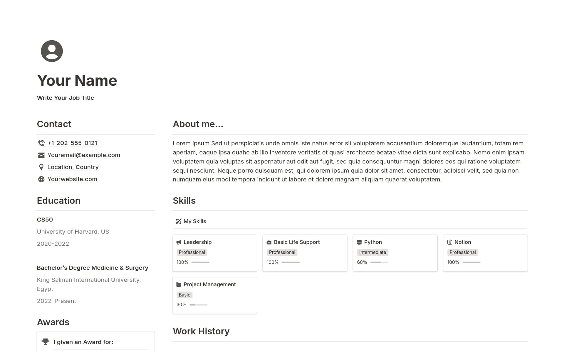 ตัวอย่างเทมเพลตสำหรับ Minimalist Resume