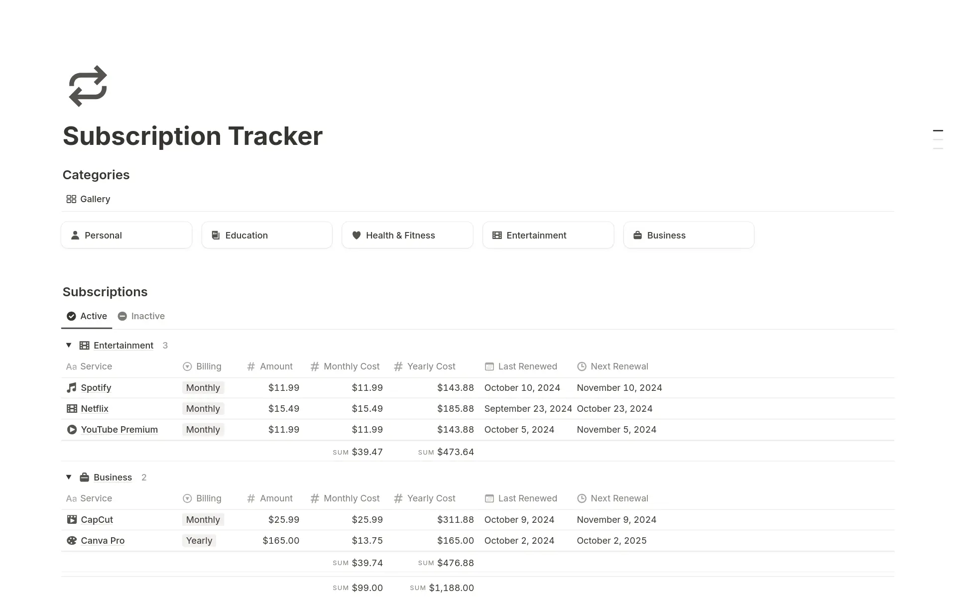 top-10-free-subscription-tracker-templates-in-notionの画像